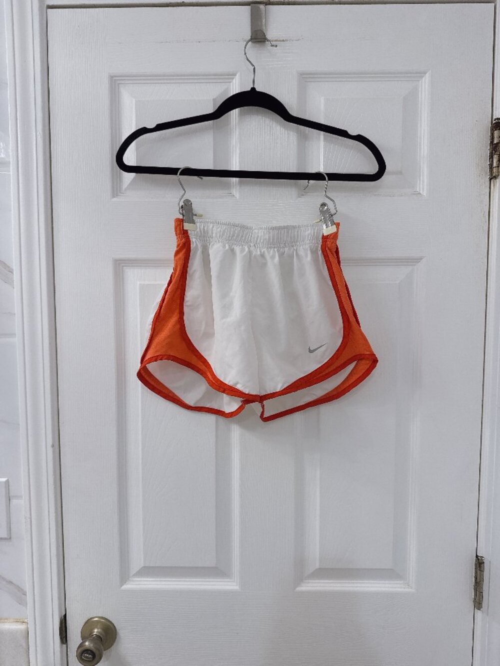 Nike Tempo Shorts: White/Orange